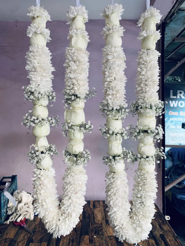 white bridal garlands