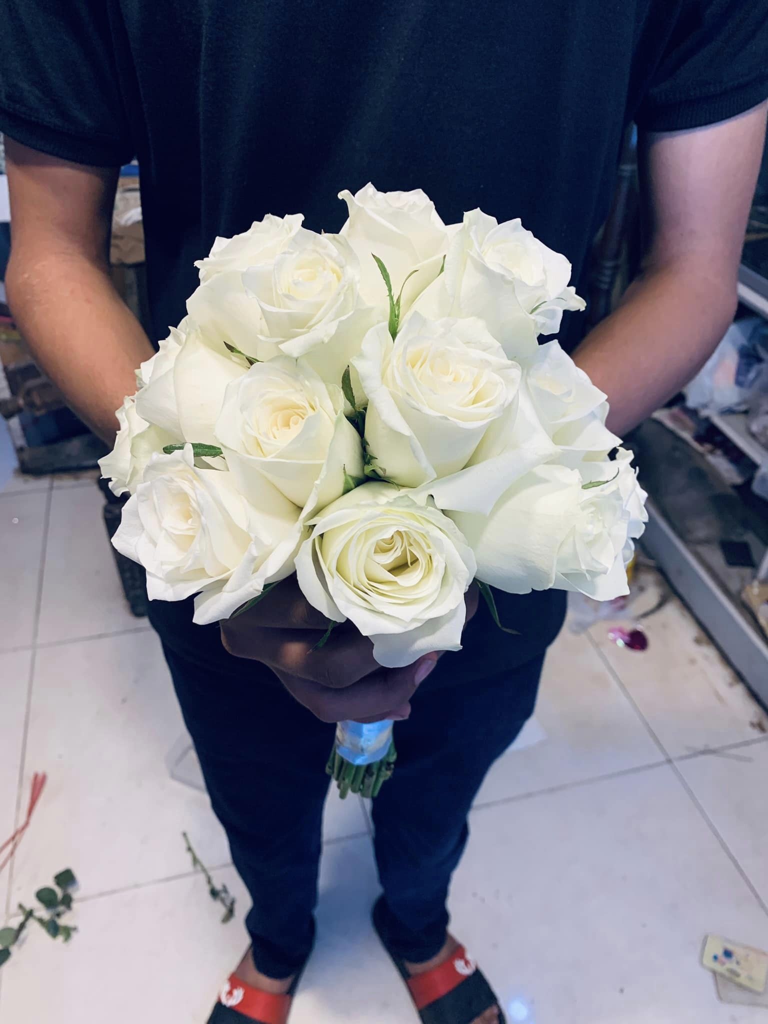 White Roses Bridal Bouquet