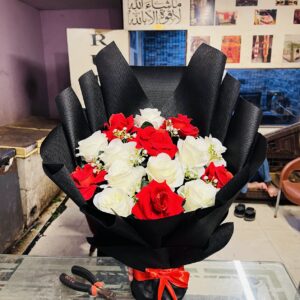 Artificial Red & White Roses Bouquet